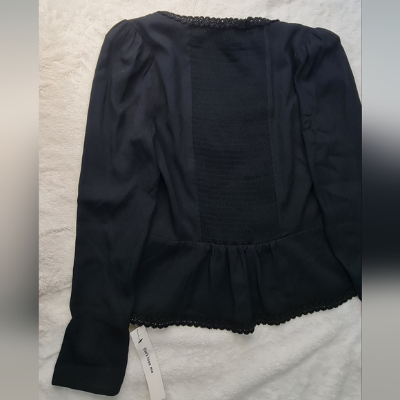 Reformation Black Button Front Long Sleeve Top Size 10 - Picture 9 of 10